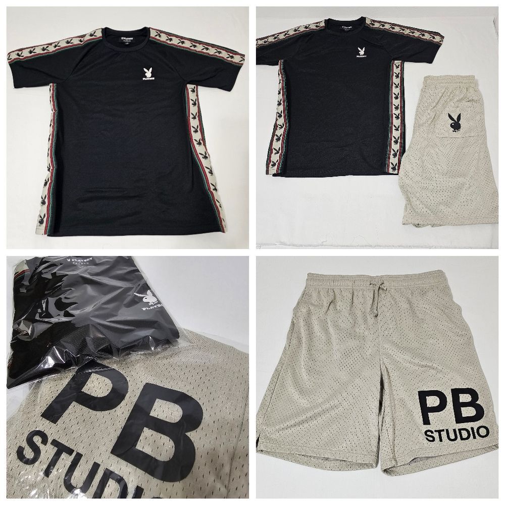 Playboy x PacSun Matching Set Tee & Mesh Shorts PB Studio Streetwear Size M/S